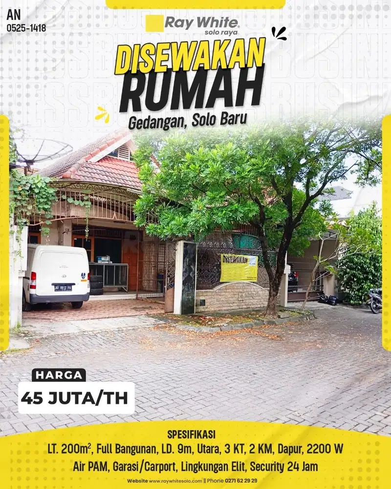 Disewakan Rumah Jl Salak Sektor 1 Solo Baru perlu renovasi ya