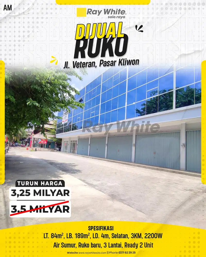 Jual ruko baru jl veteran pasar kliwon dekat pasar dekat solo baru