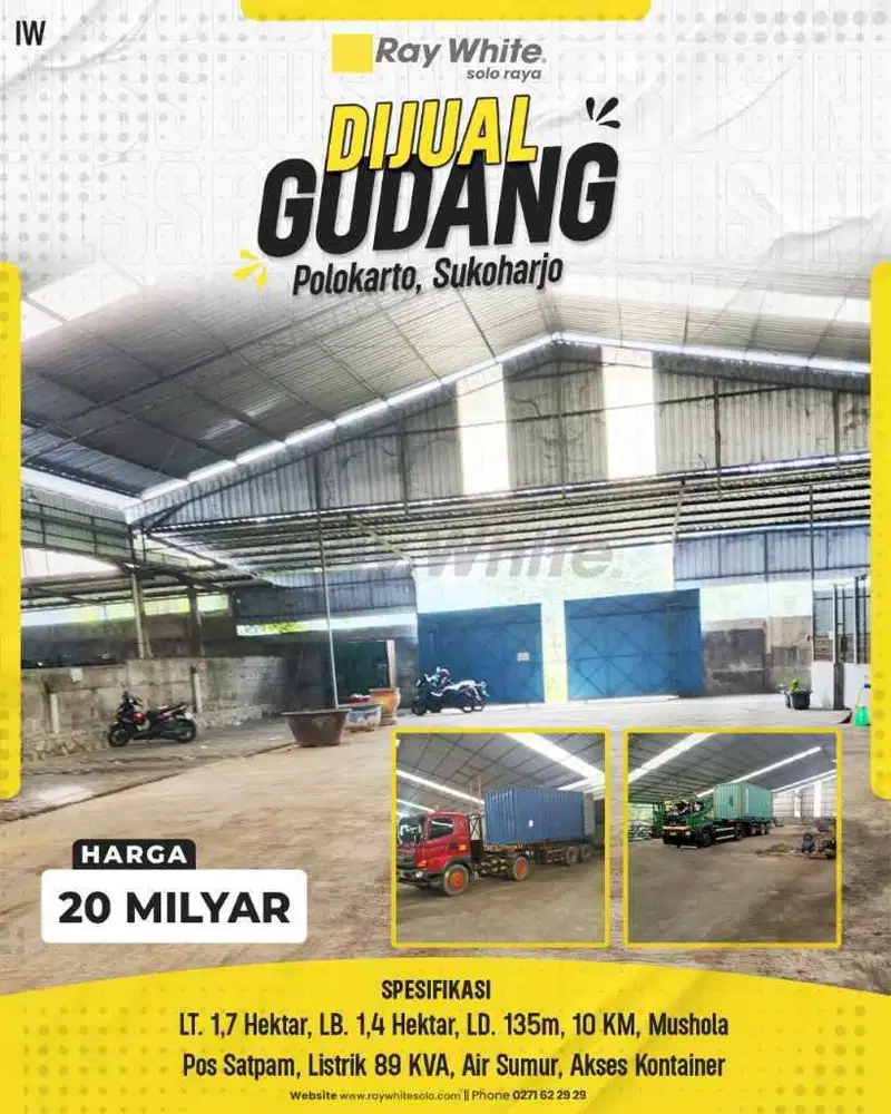 Dijual Gudang Luas di Polokarto, Cocok untuk Berbagai Jenis Usaha