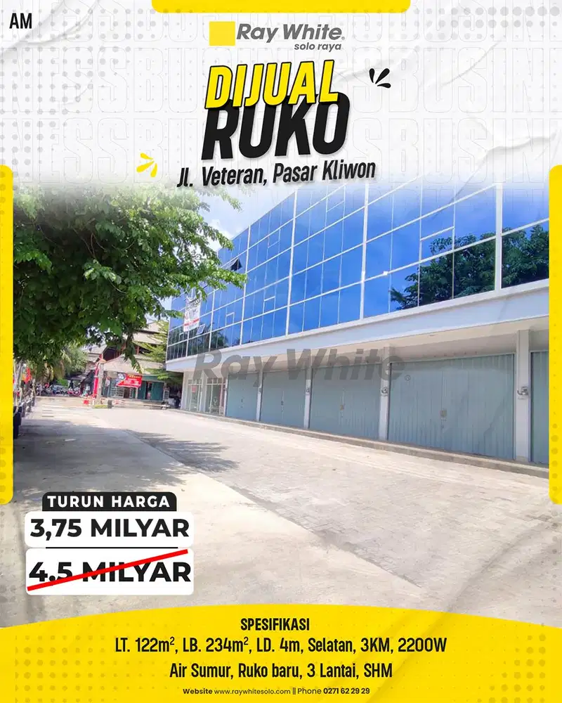 Dijual Ruko Baru 3 Lantai Siap Pakai Di Kawasan Bisnis Dekat Solobaru