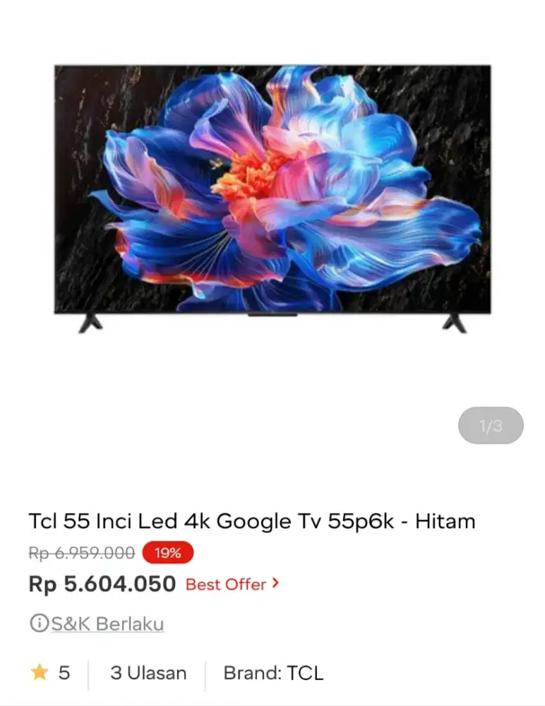 Tcl led google tv 55 inci