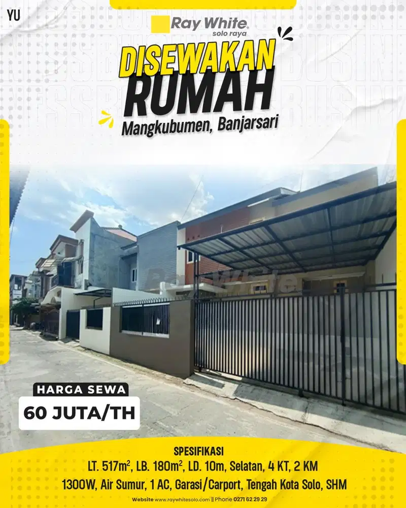 Disewakan Rumah Bagus Siap Huni Di Tengah Kota Solo 1 Menit Ke Solo Grand Mall