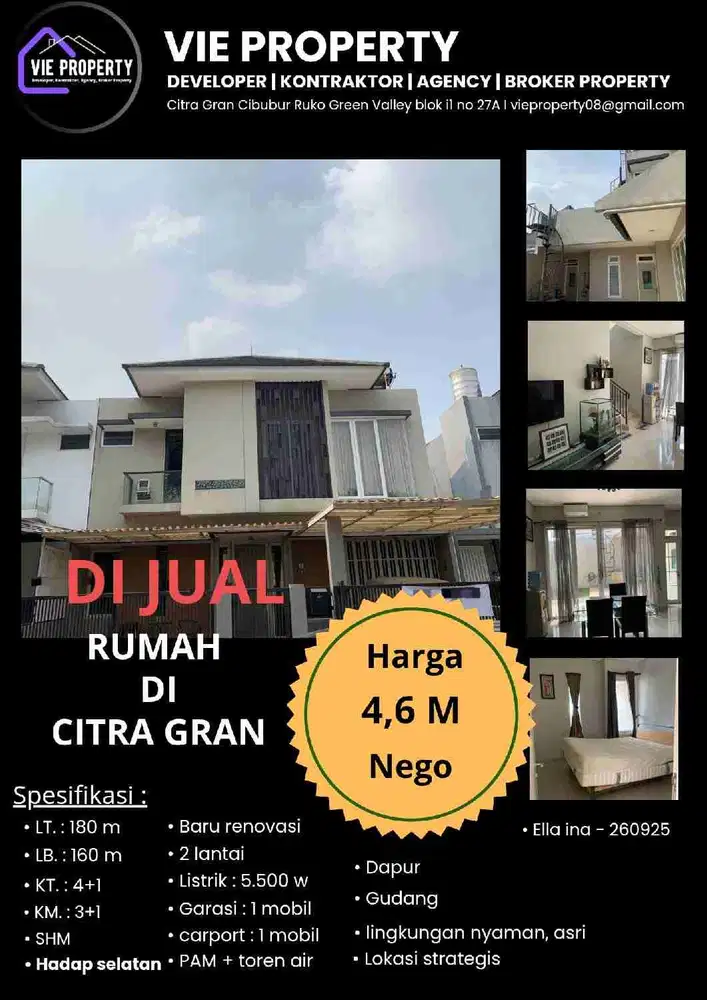 Rumah apik siap huni di Citra Gran Cibubur