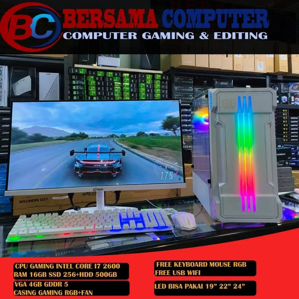 CPU GAMING CORE I7 2600 VGA 4GB GTX750TI RAM 16GB FULLSET 24INCH