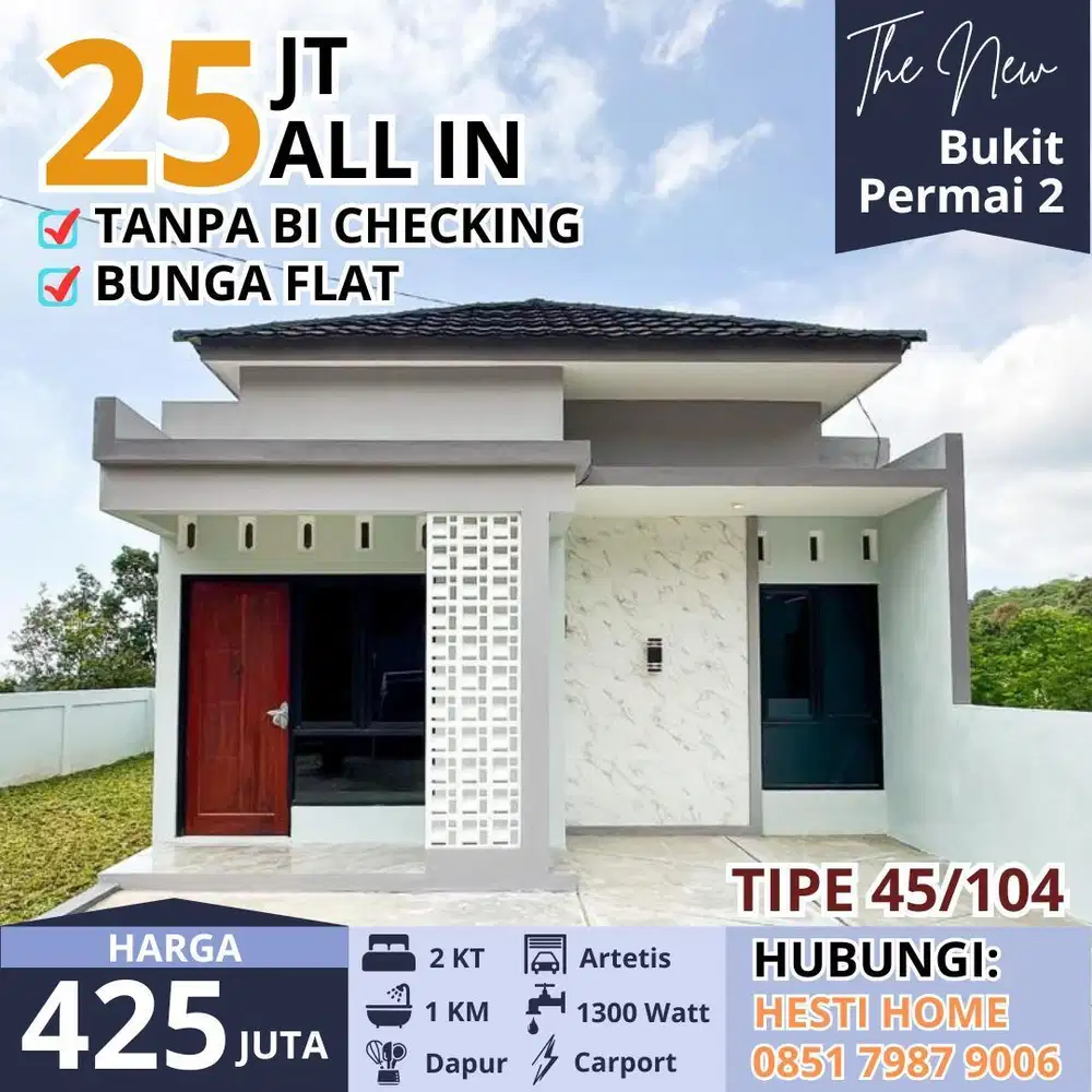 Jual Rumah Cluster Mewah dengan One Get System Harga merakyat di Perumahan New Bukit Permai 2 Ungaran Barat DP 25Juta All In