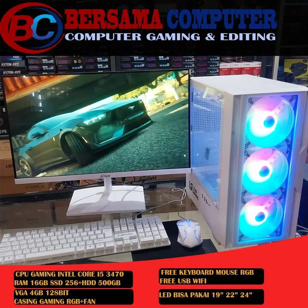 CPU KECE GAMING EDITING I5 3470 FULLSET 24INCH HITAM/PUTIH
