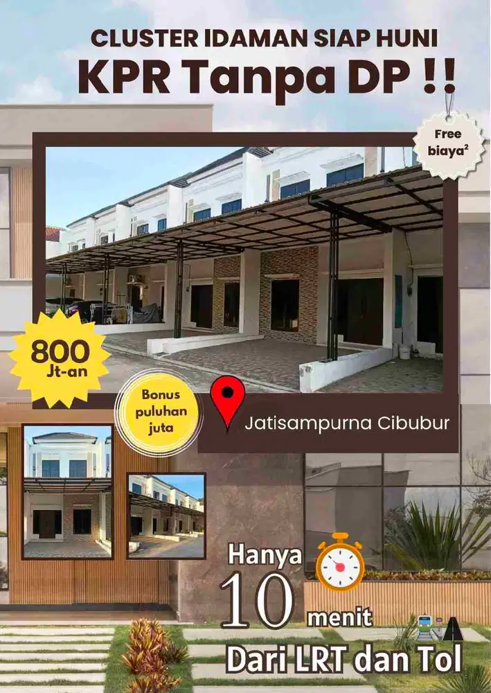 rumah siap huni 2Lt, KPR 0 DP, cashback jutaan rupiah