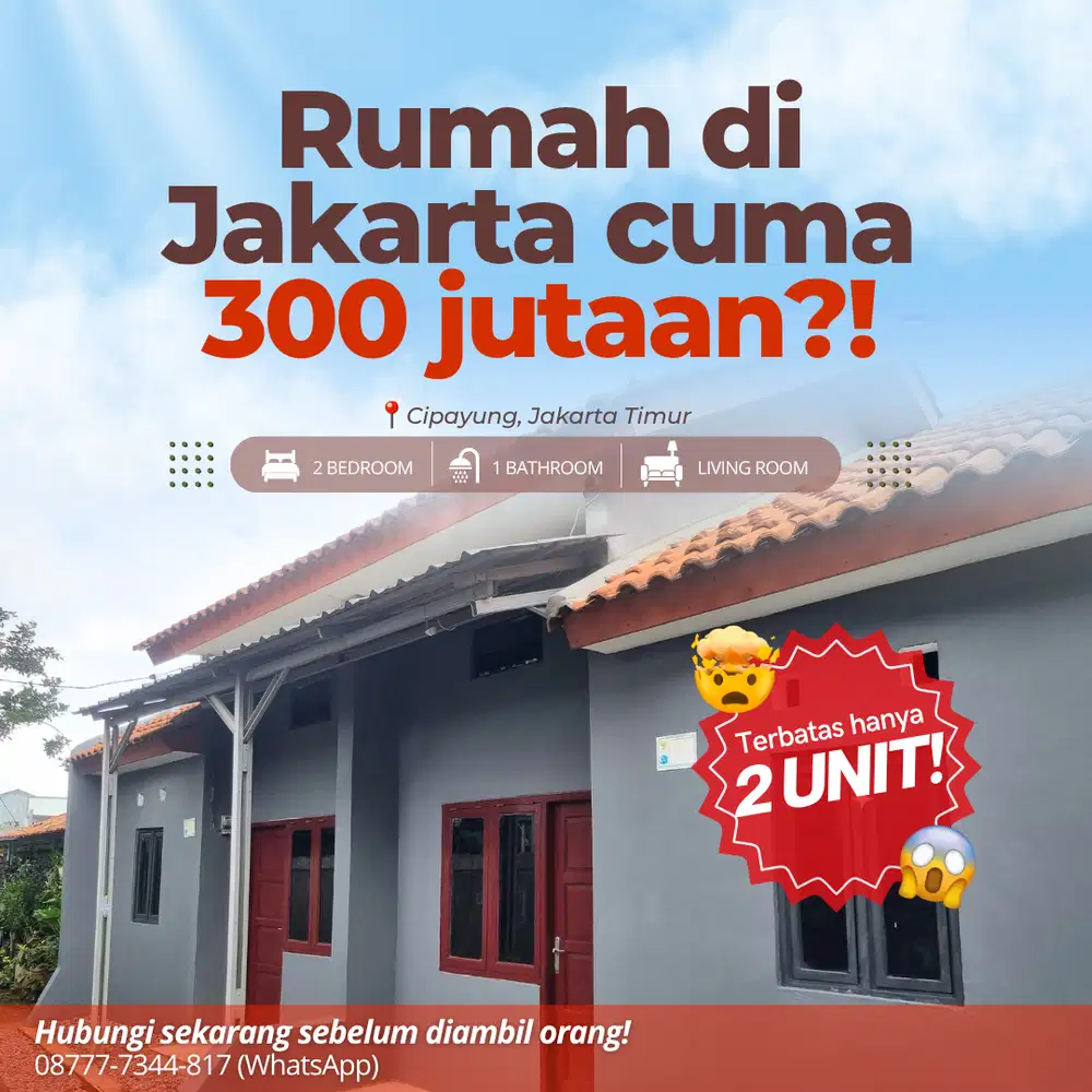 Rumah Murah 2KT Bebas Banjir Jakarta Timur