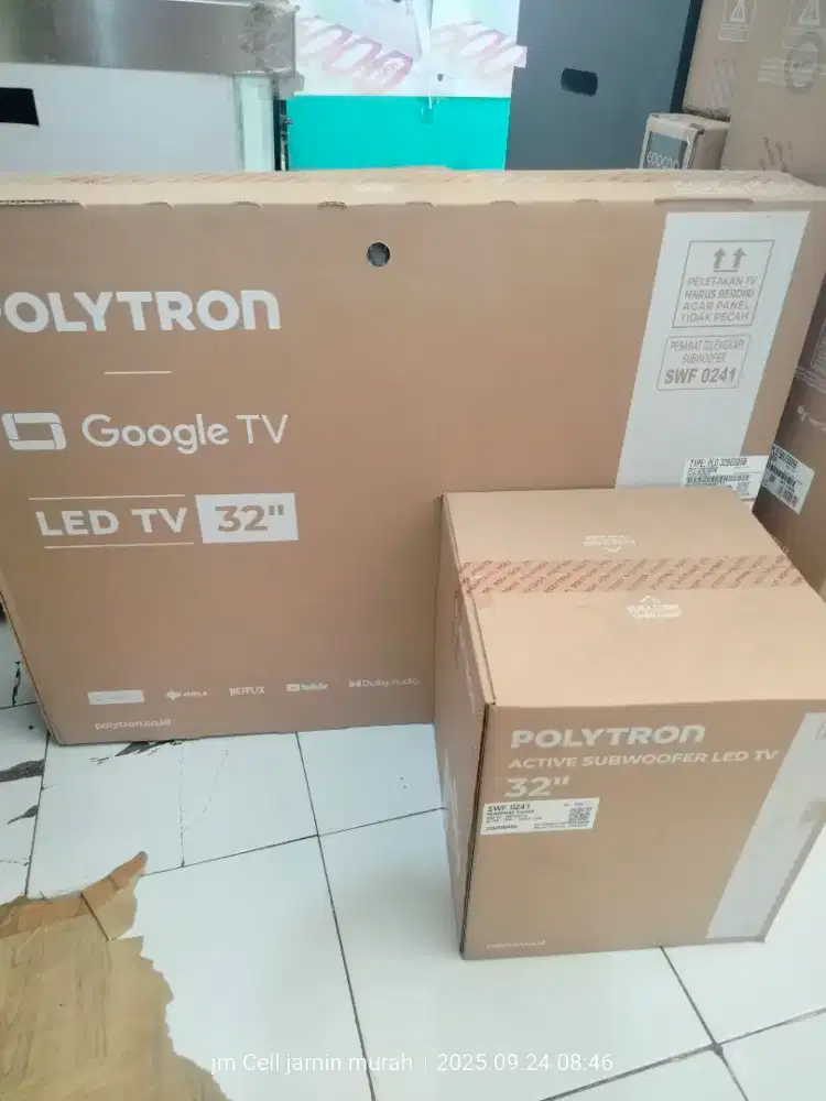 Tv Polytron 32 inch google tv + speaker Soundbar subwover