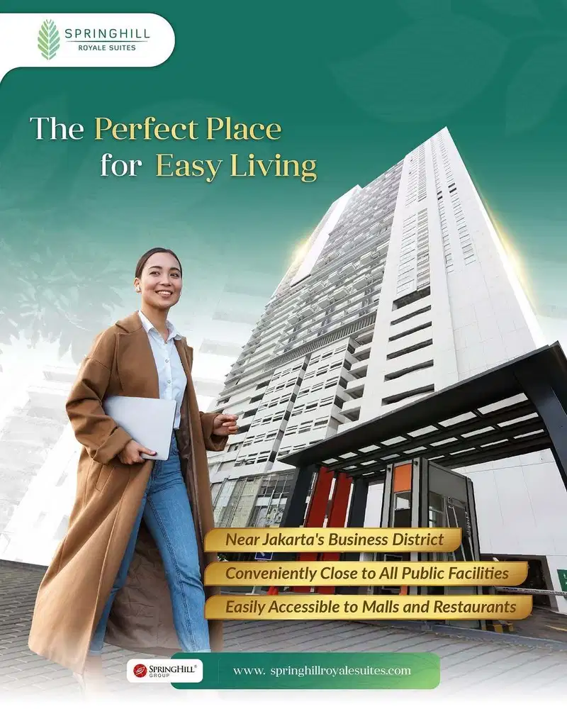 APARTEMEN SPRINGHIL KEMAYORAN UNIT BARU 2 LANTAI 2BR DUPLEX VIEW GOLF & CITY DEKAT GANDHI SCHOOL DP 0%