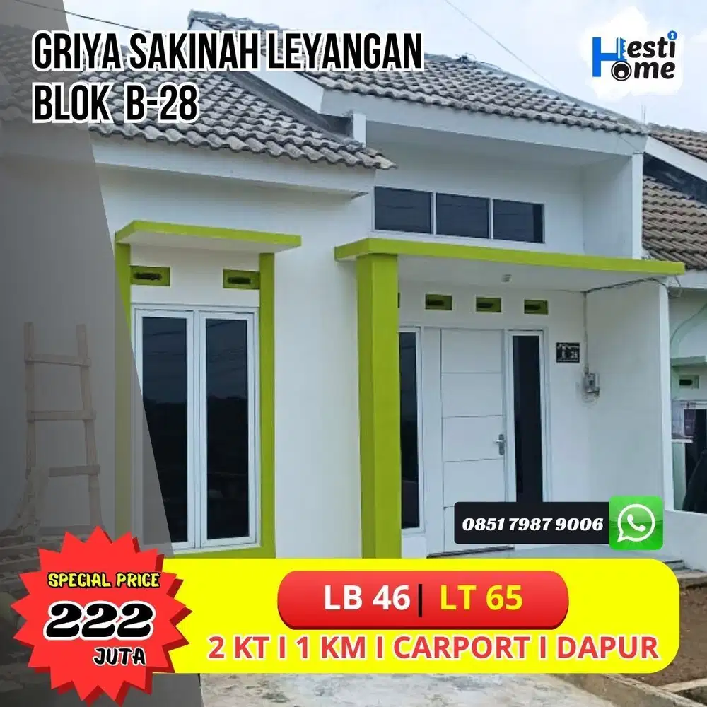 Dijual Rumah Ready Siap Huni Cuma 220 Juta di Perum Griya Sakinah Blok B-28