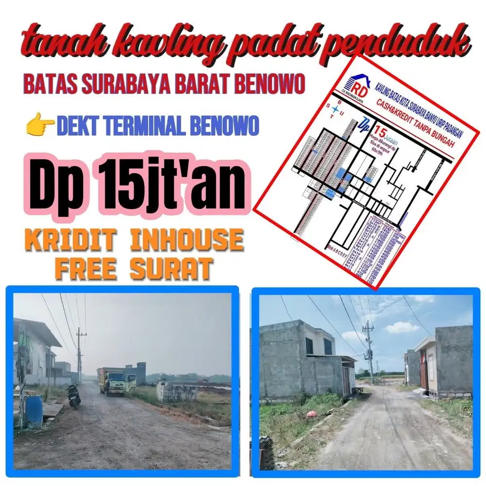 Kavling murah legalitas aman bisa kredit mepet Surabaya barat pakal
