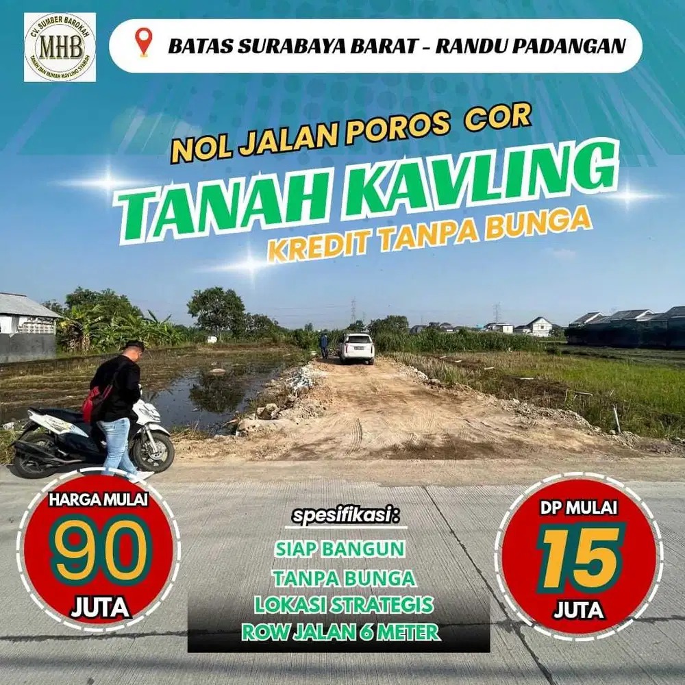 Tanah mepet pakal lokasi 100meter jalan cor poros kredit angsuran 1jt