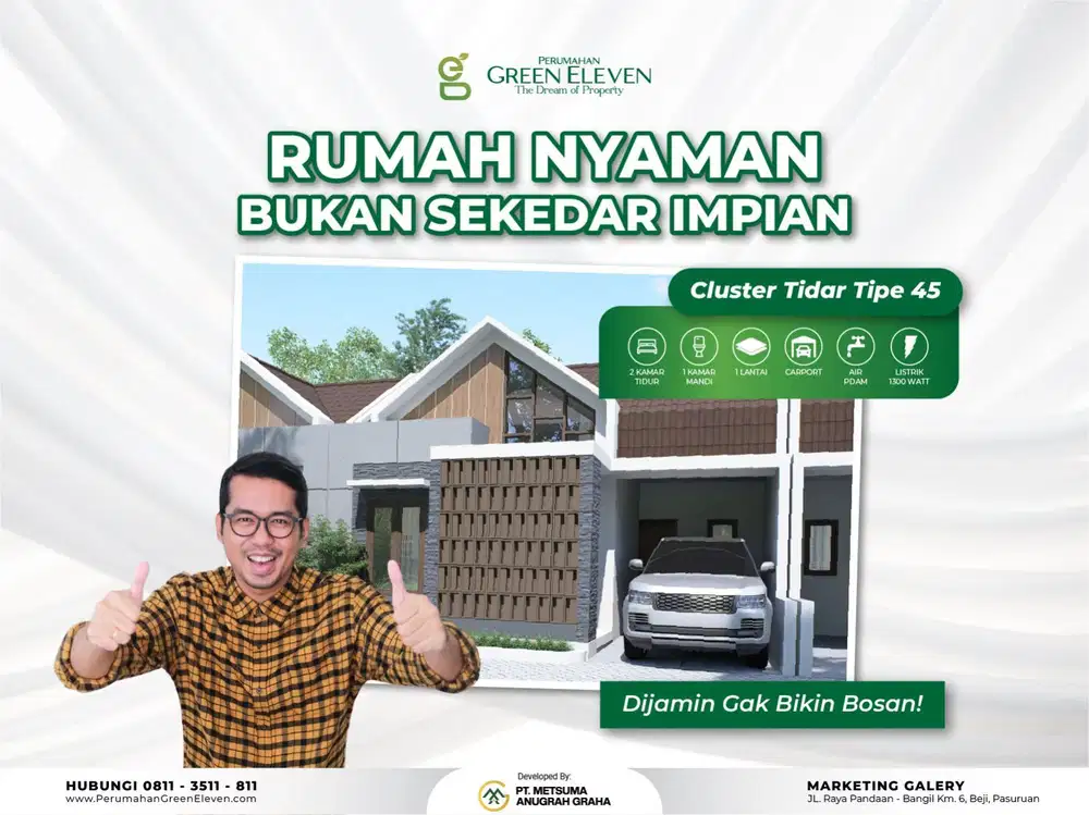 Rumah dijual Bangil Pasuruan Tipe 45 - DP 0% Cicilan Ringan, Nol Jalan Raya, Dekat Gerbang Tol Bangil