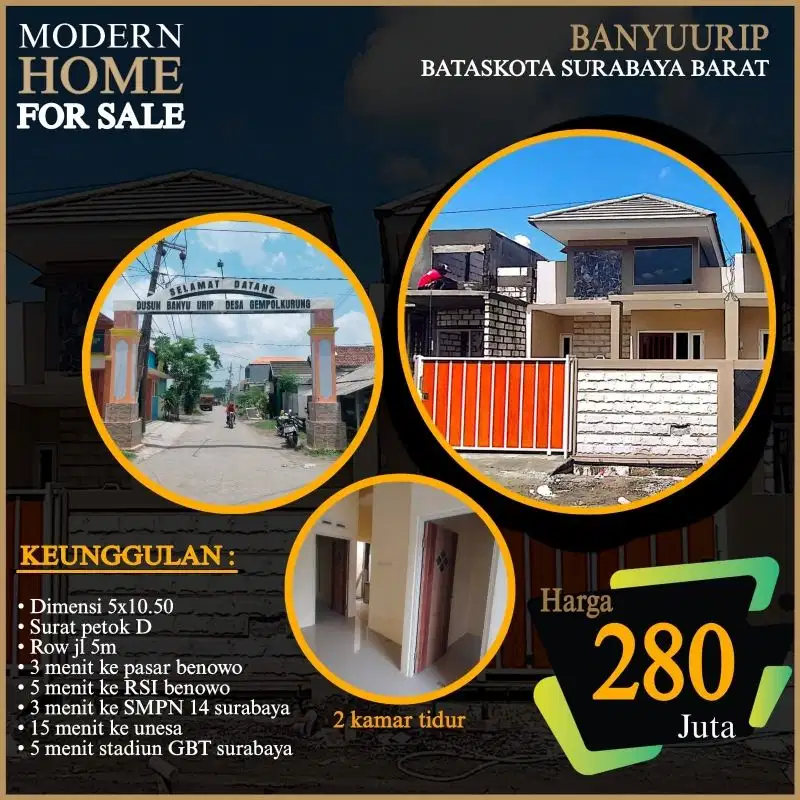 rumah murah 50meter jln poros banyu urip beji sby barat