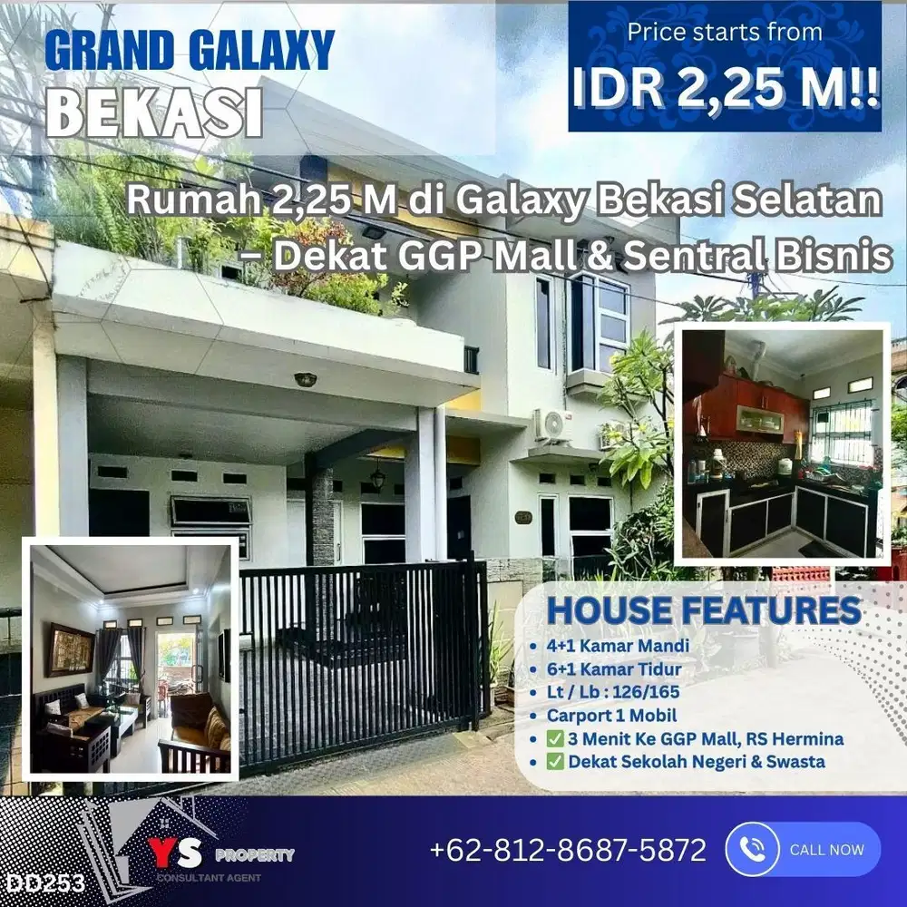 Rumah Besar 2 Lantai Galaxy – Dekat GGP Mall & Tol Becakayu DD253
