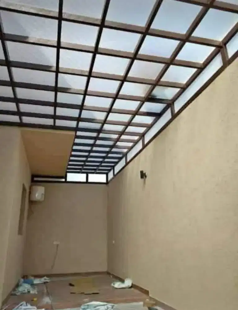 Kanopi atap solarplat rangka besi holloh galpanis