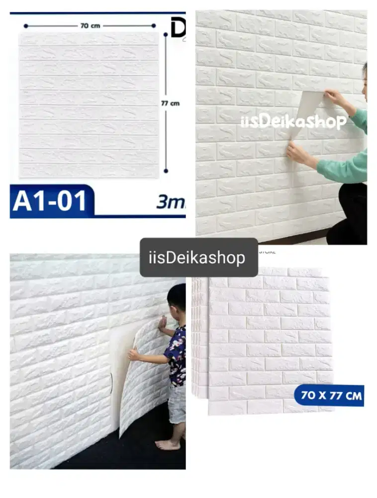 Wallpaper Dinding Stiker 3D Foam Anti Air Motif Bata