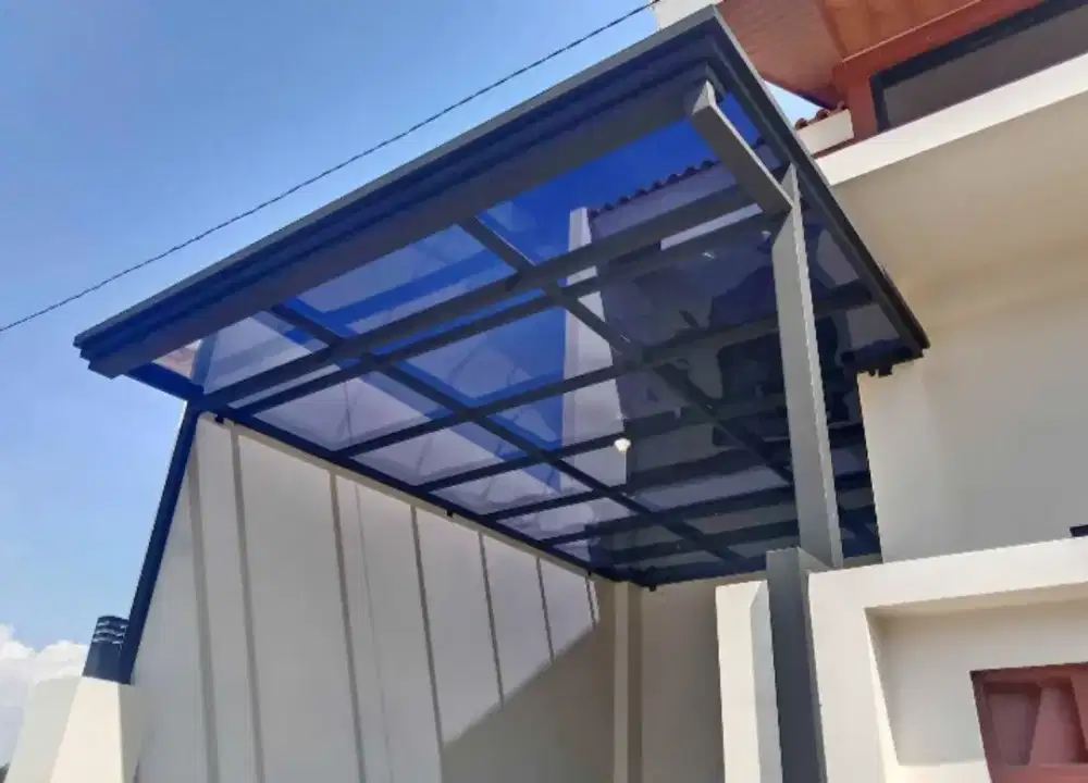 Kanopi atap solarplat rangka besi holloh galpanis