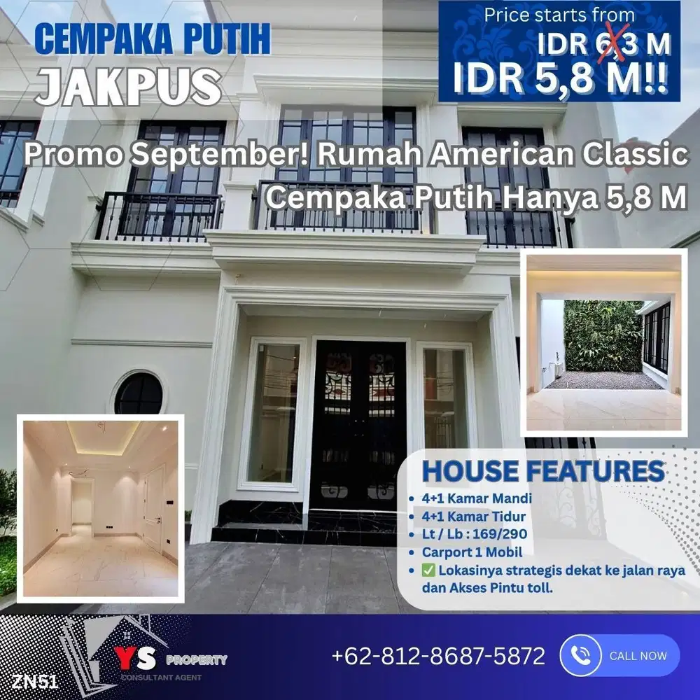 Brand New House 2 Lantai – American Classic, Jakarta Pusat ZN51