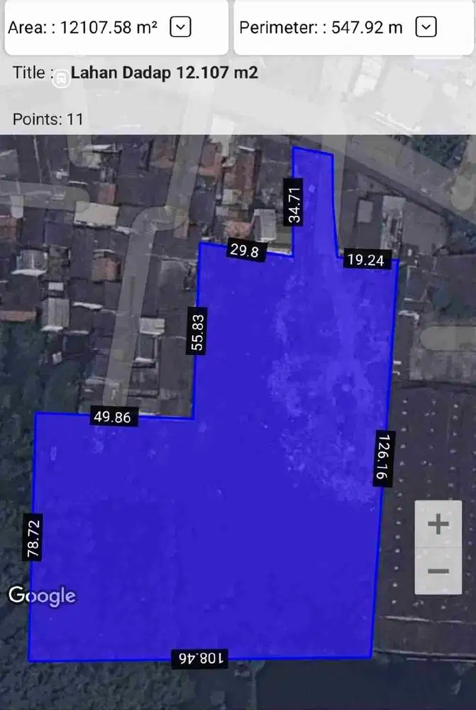 Dijual tanah 12.107 m2 di pinggir jalan raya Dadap Kosambi.