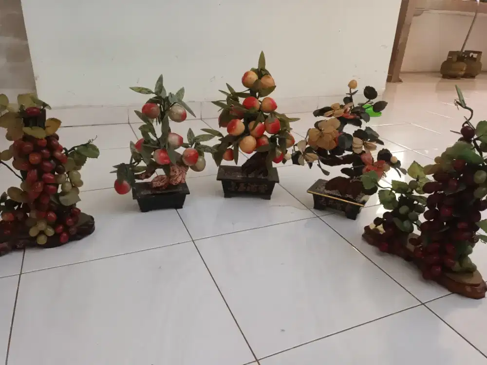 Koleksi pajangan bunga dan buah batu GIOK masakan
