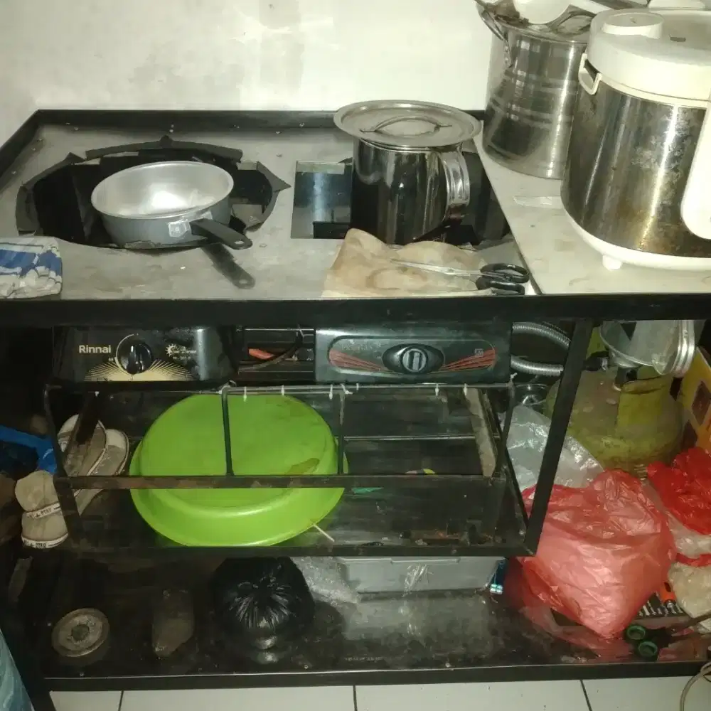 dijual meja kompor 2 tungku stainless