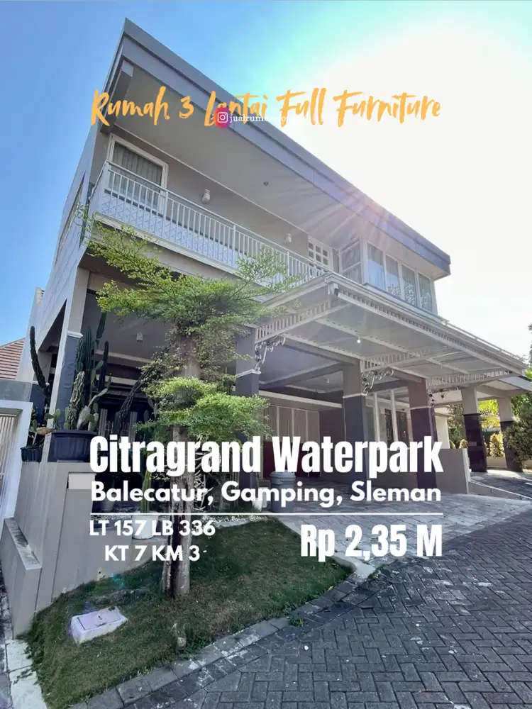 Rumah 3 Lantai perumahan elit Citragrand waterpark Balecatur