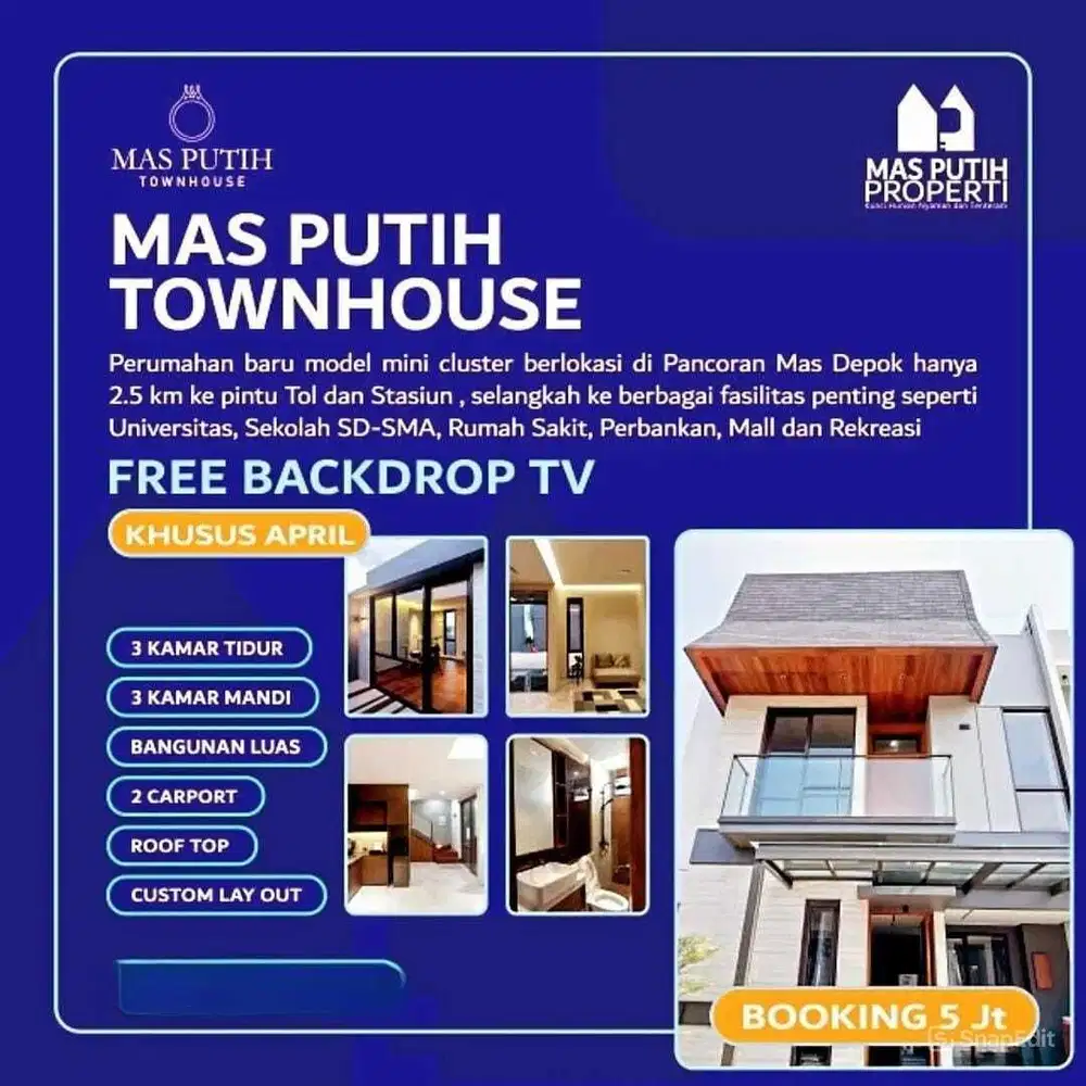 Town house 3 kamar tidur lokasi strategis