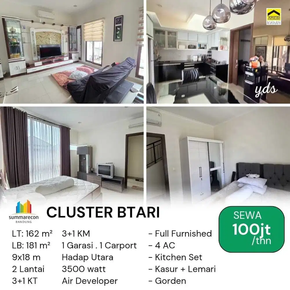 Sewa Rumah Cluster Btari Summarecon Bandung