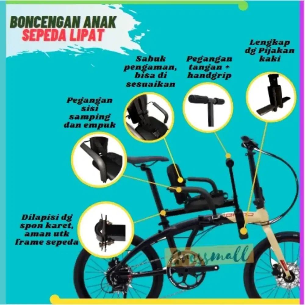 Kursi Boncengan Sepeda Lipat / Jok Sandaran Anak Tambahan Boncengan.