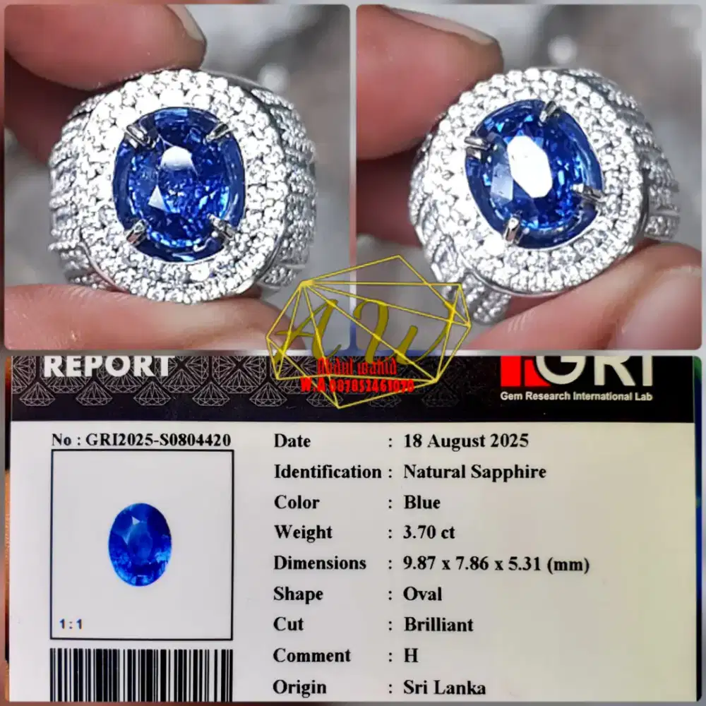 NATURAL BLUE SAPPHIRE SRILANKA 3.70CARAT LUSTER GEMERICIK