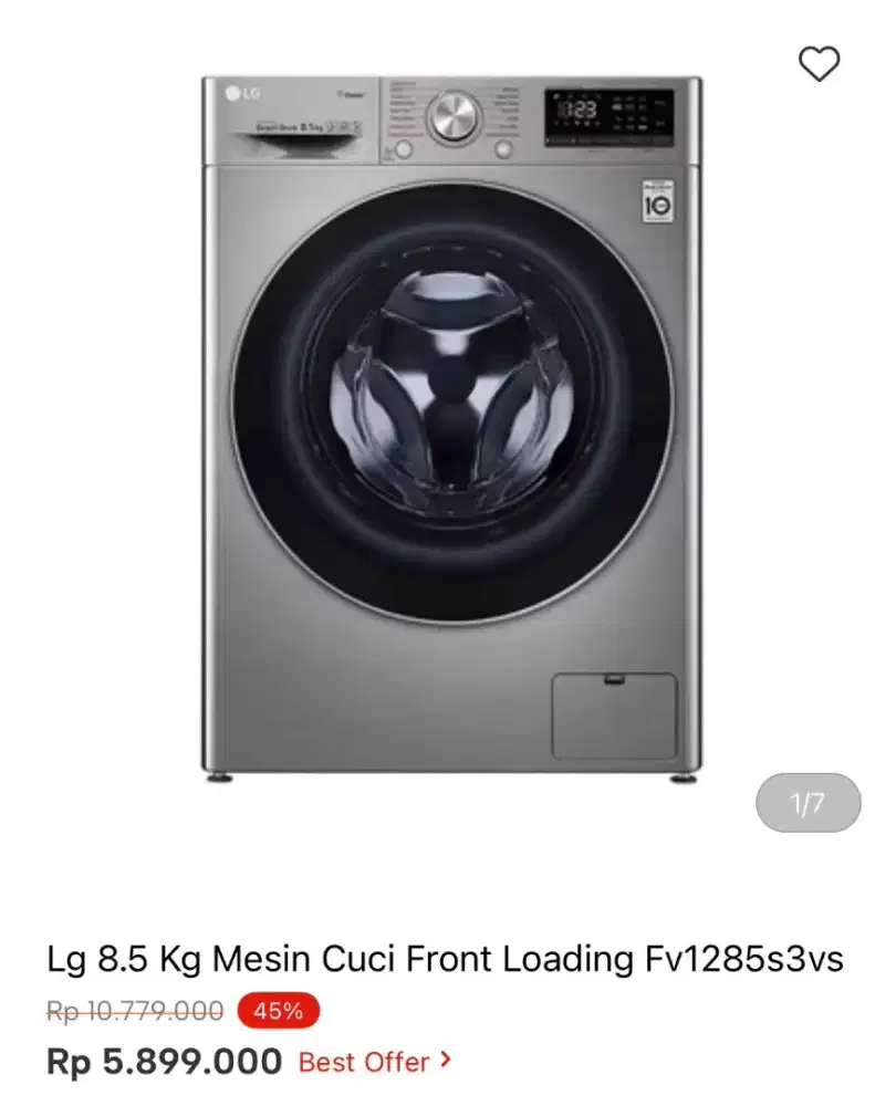 MESIN CUCI LG FRONT LOADING FV1285S3VS 8.5KG