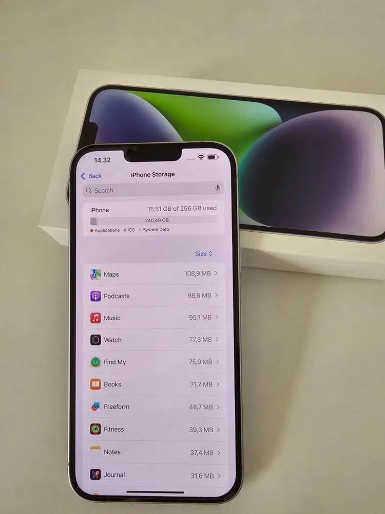 Iphone 14 plus Memory 256 warna Purple Memory 256 Gb Mulus