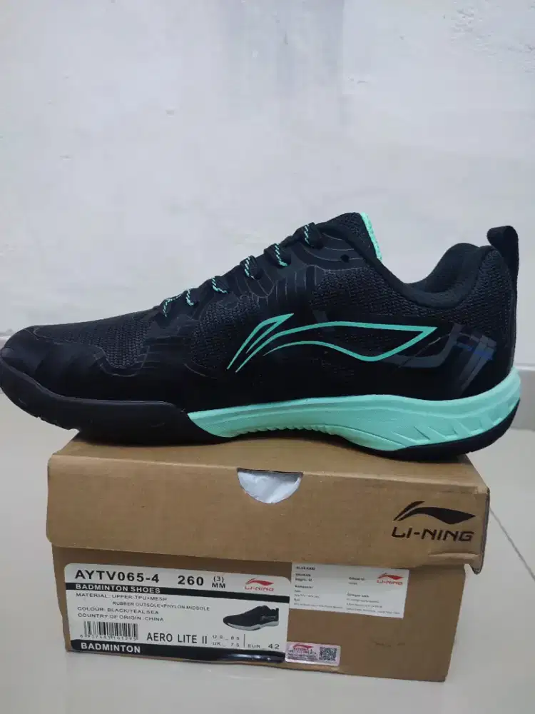 Sepatu Badminton Bulutangkis Lining Aero Lite II/Aerolite 2 Black Teal