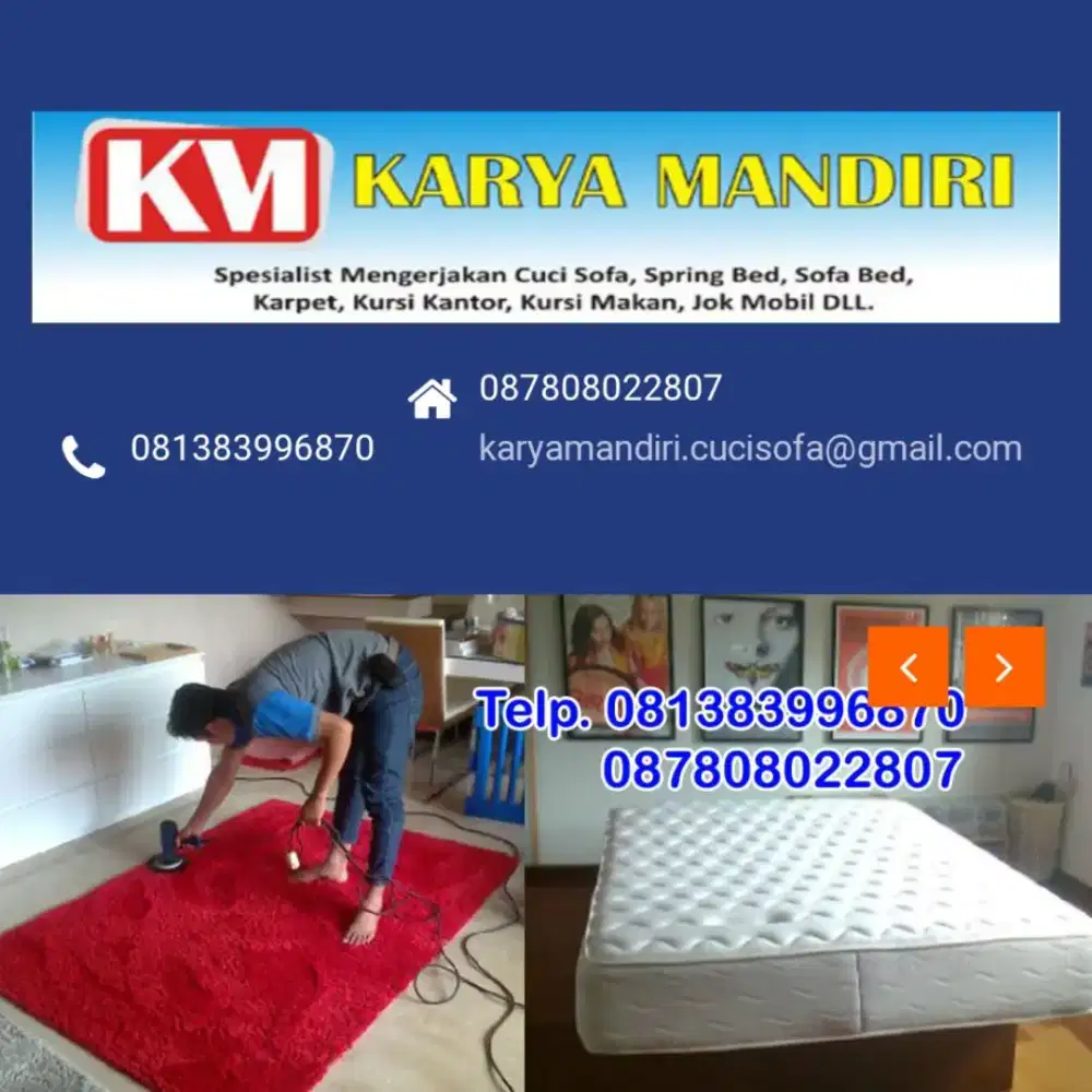 Jasa cuci sofa,springbed,Karpet,kursi,JokMobil panggilan ketempat Anda
