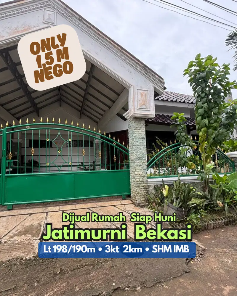 Turun Harga Rumah Siap Huni Dekat Tol Jatiwarna Bekasi