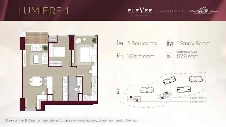 Apartemen Type 2 Bedroom Elevee Alam Sutera