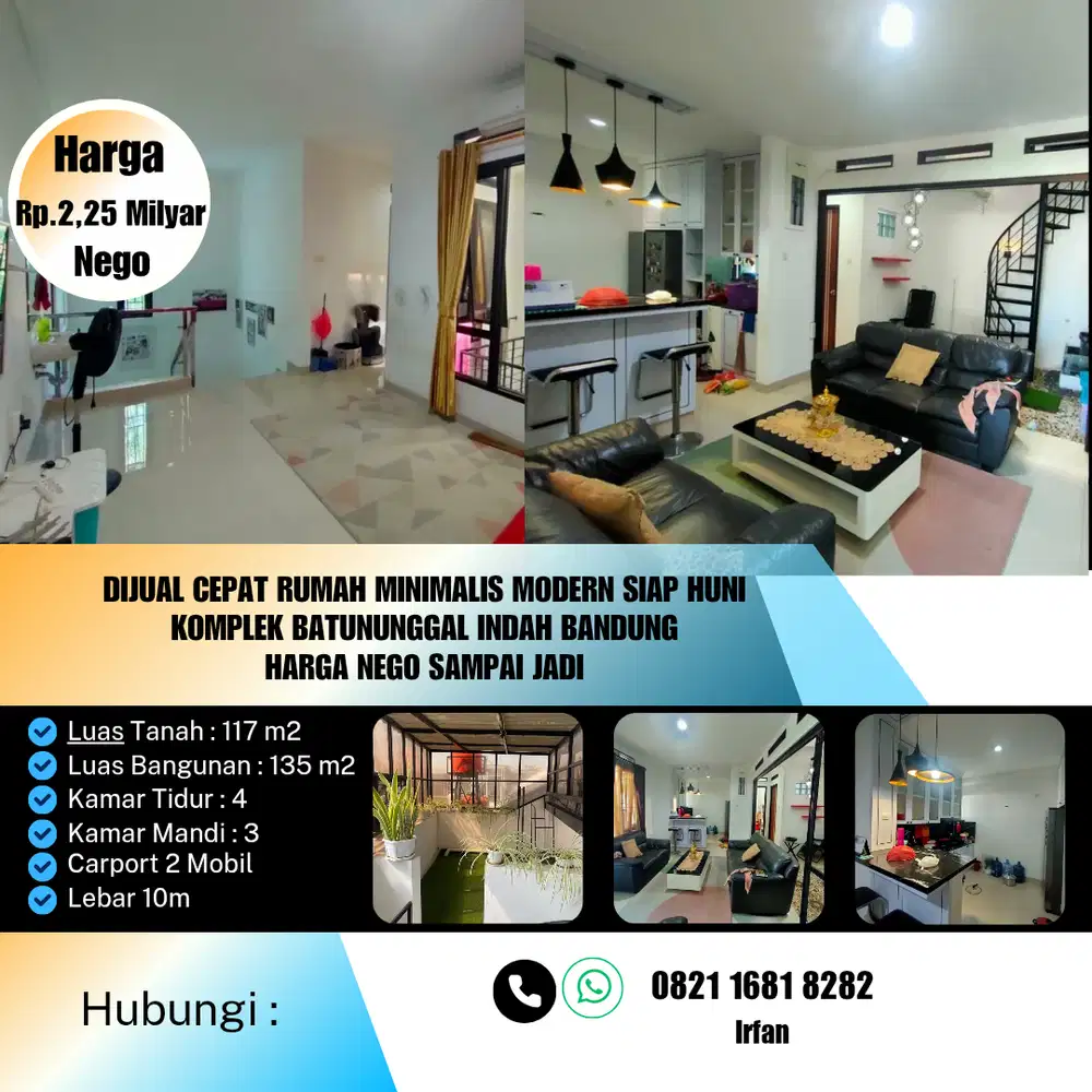 Dijual cepat rumah Minimalis modern siap huni
Komplek Batununggal Indah Bandung