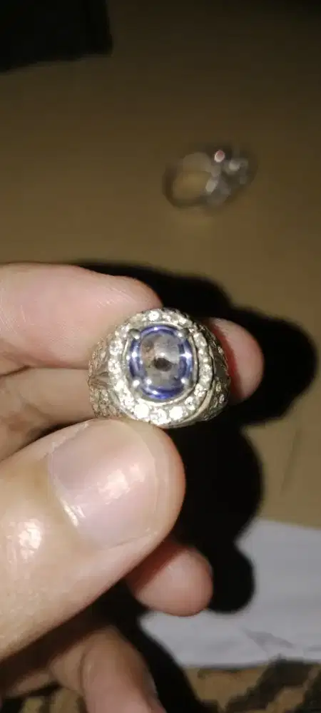 Batu Permata Blue Safir, Ring Perak Mewah