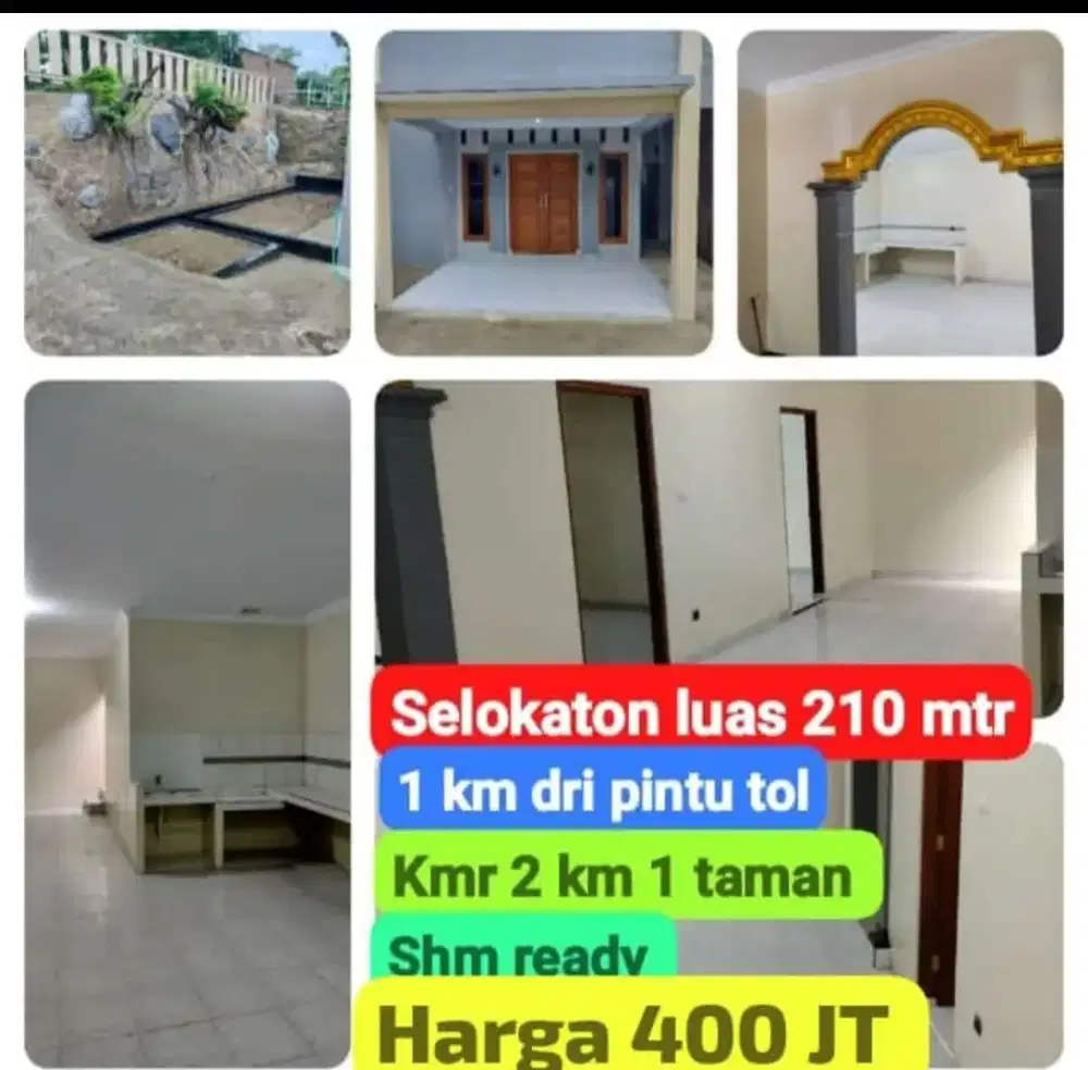Jual rumah lokasi selokaton dekat pondok lt 210mtr harga 400jt nego