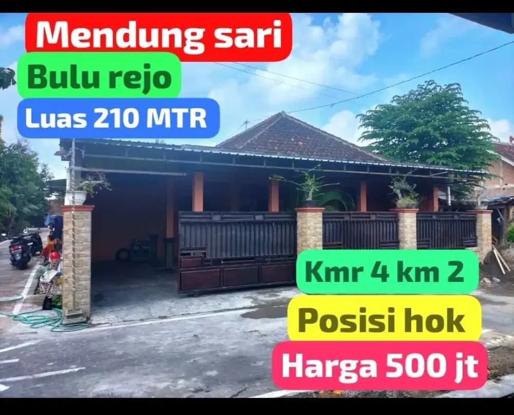 Jual rumah dekat ayam penyet Surabaya Ngangkruk lt 210m hrg 500jt nego