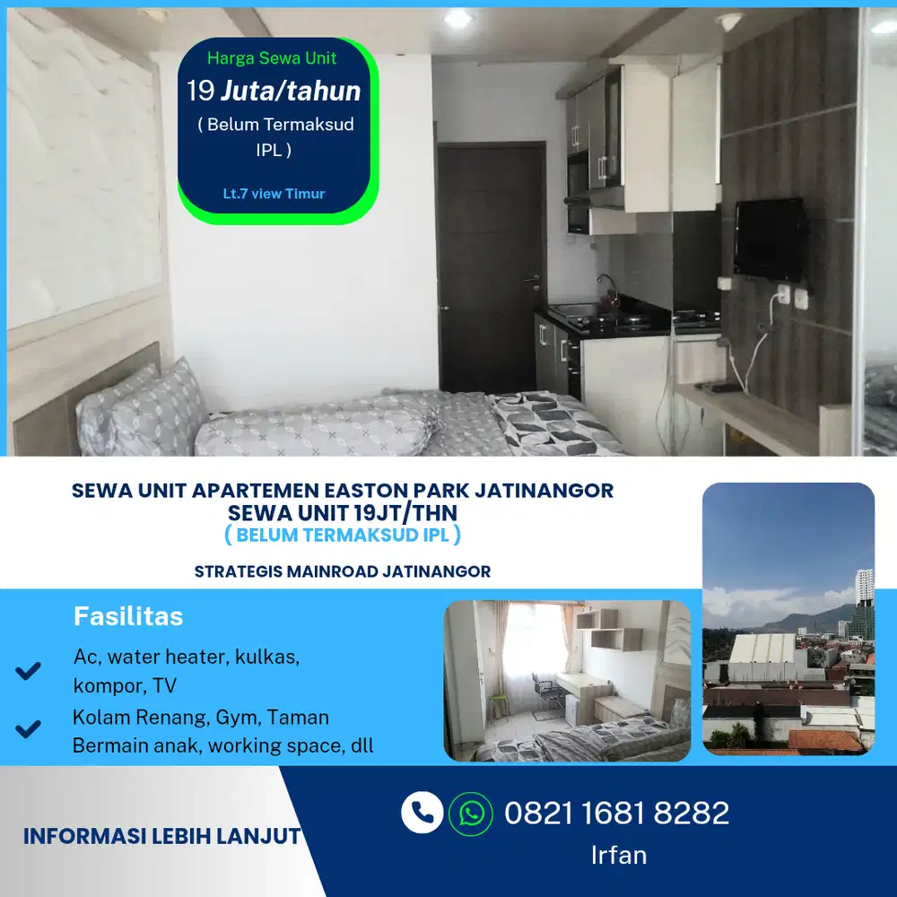 Disewa Cepat Apartemen Studio Easton Park Jatinangor Harga Sewa Termurah