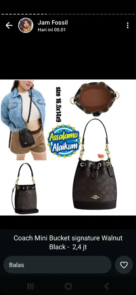 Coach Mini Bucket Signature Walnut Black