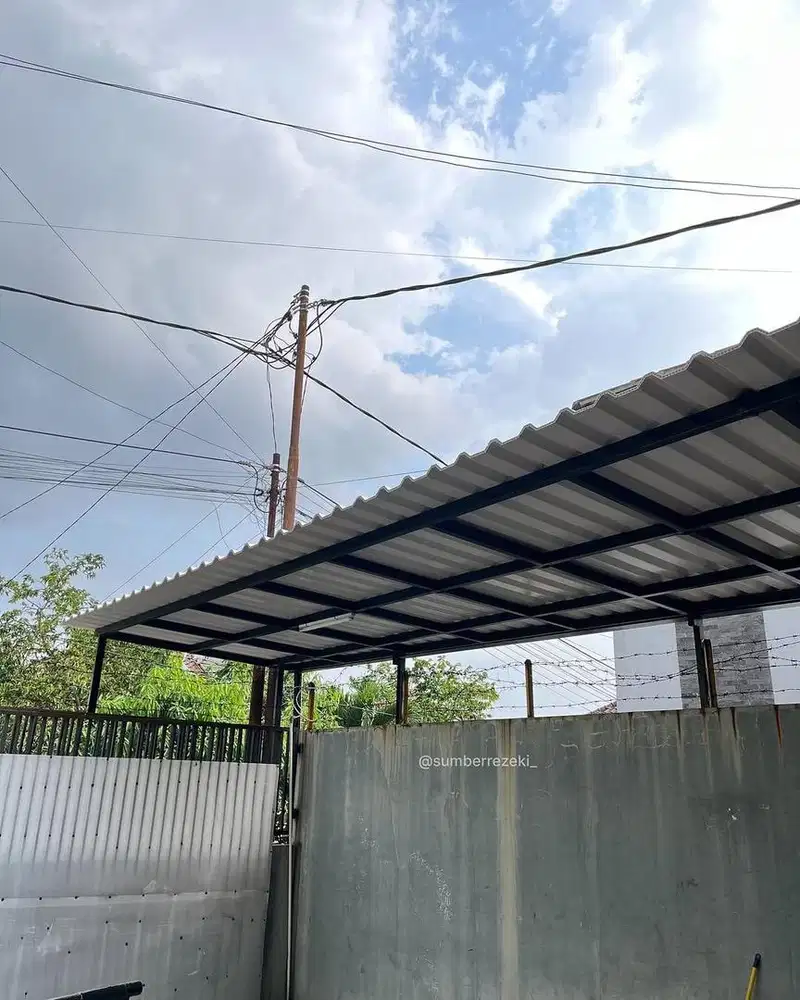 Kanopi Atap Alderon Rangka besi Hollow Galvanis.