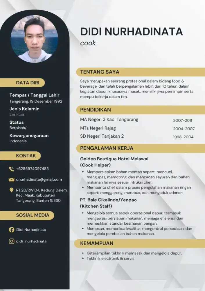 Mencari Pekerjaan koki