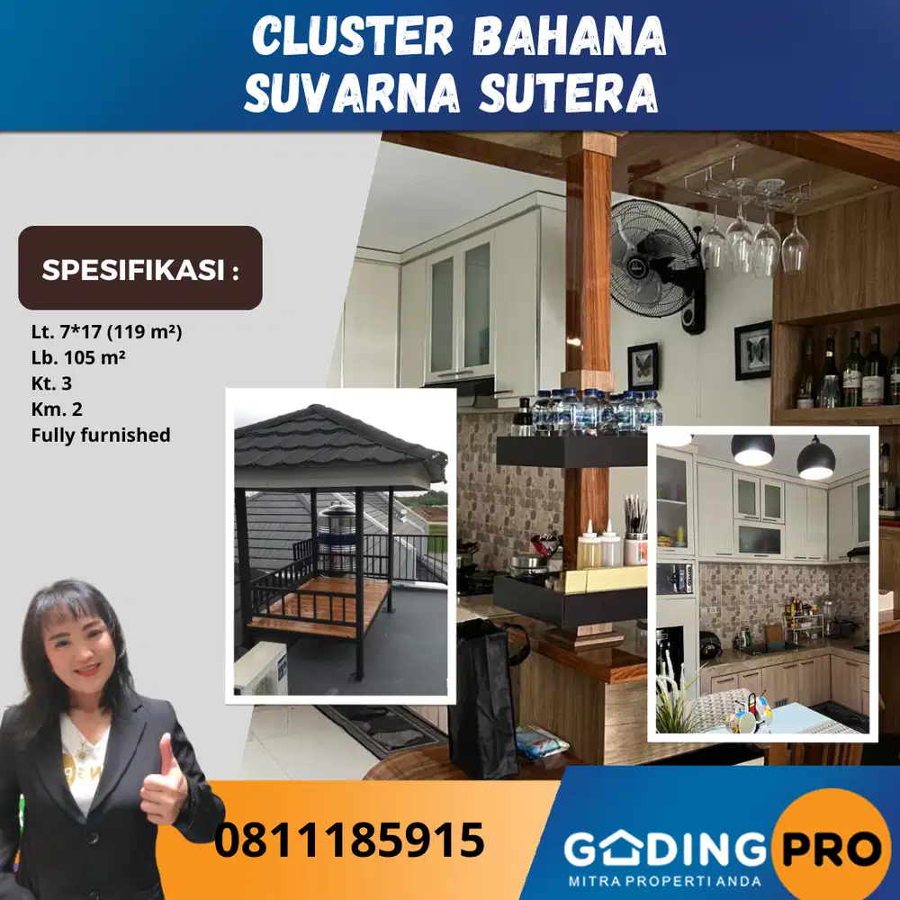Dijual Rumah Fully Furnished Lt. 7x17 Di Cluster Bahana Suvarna Cikupa Tangerang