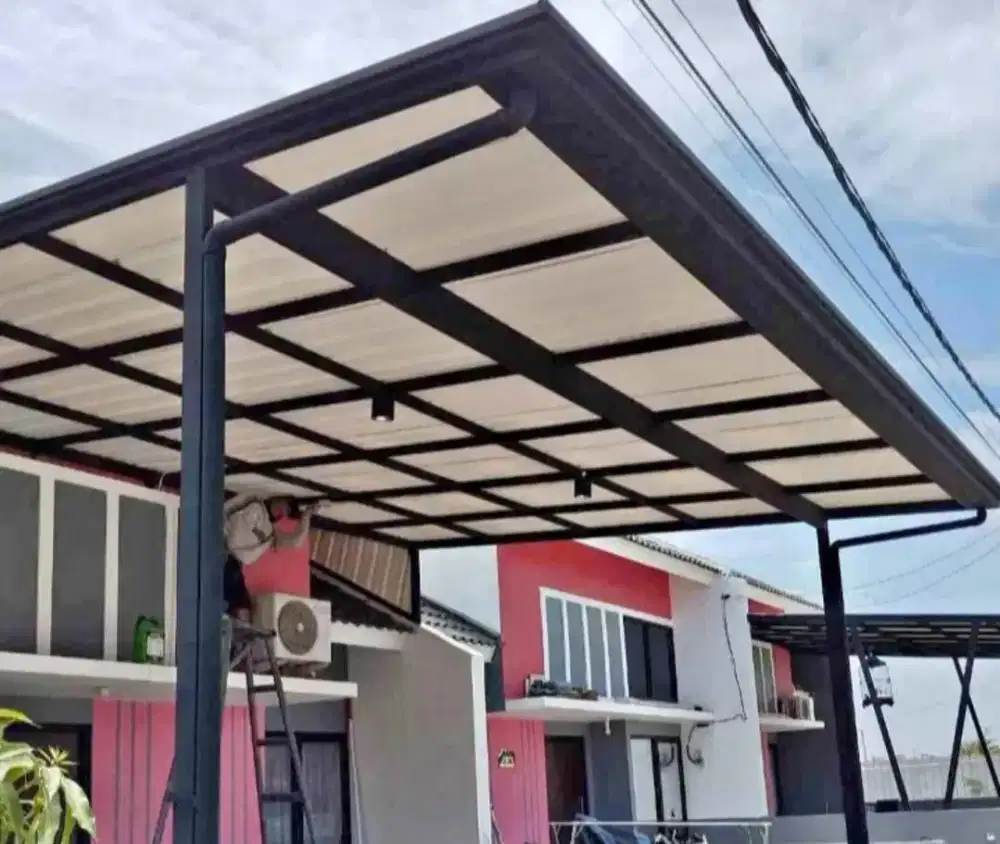 Kanopi atap alderon rangka besi