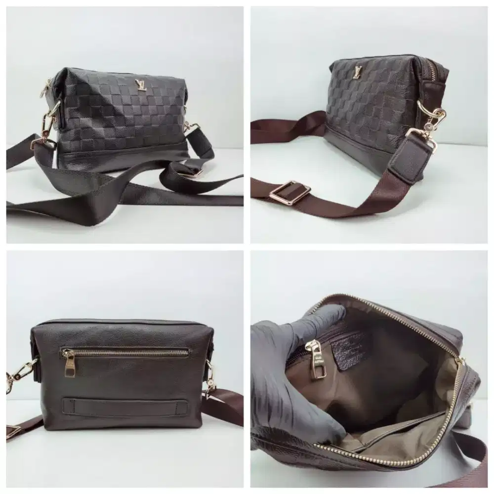 Tas selempang lv leather black or brown