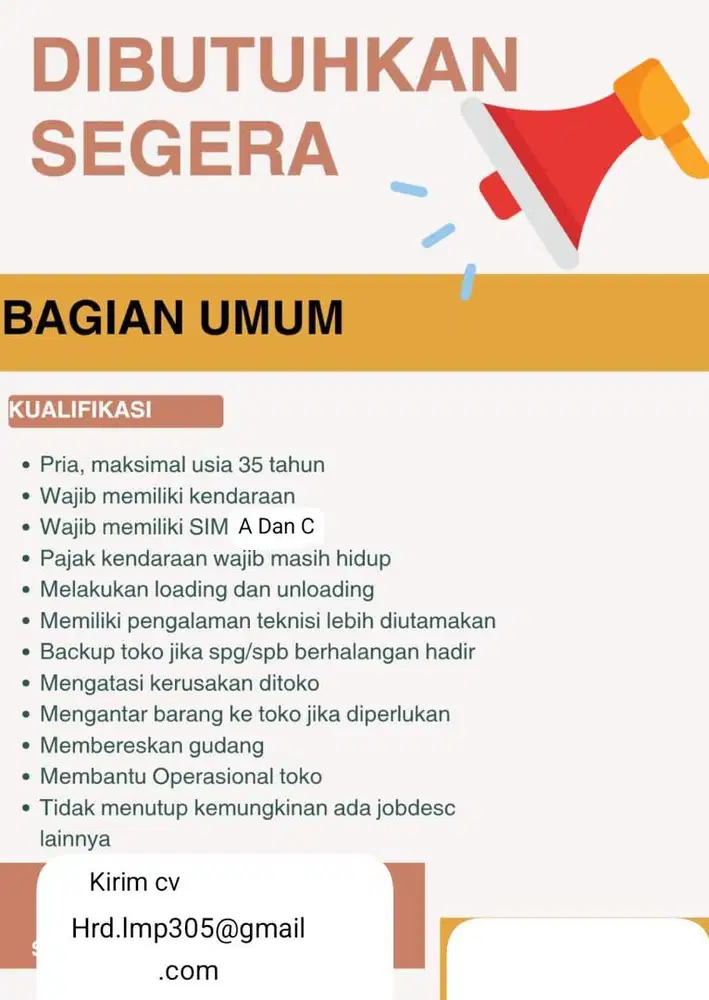 dibutuhkan bagian UMUM